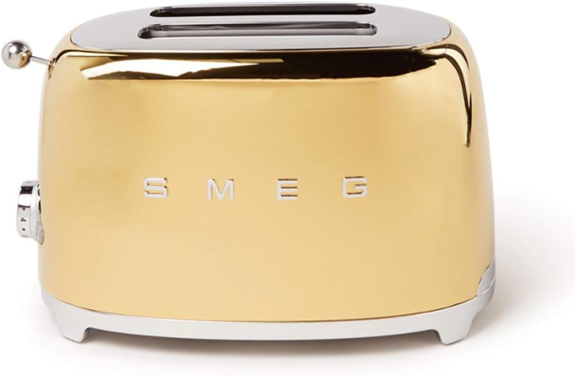 Smeg, Grille-pain 2 Tranches TSF01UJEU, 2 Fentes 36 mm, 6 Niveaux de Brunissage, Fonction Chauffage, Décongélation et Bagel, Éjection Automatique du Pain, Ramasse Miettes, 950 W, Royaume-Uni
