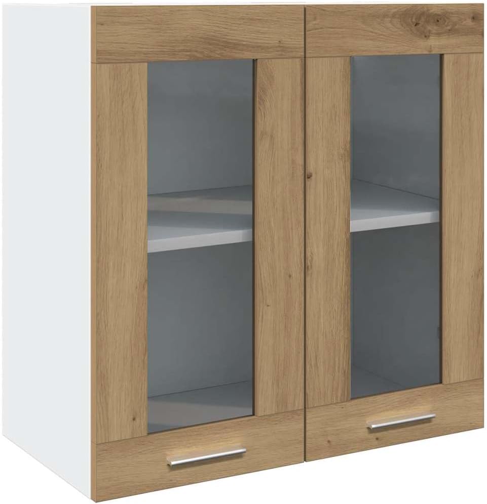 vidaXL Armoire à Micro-Ondes Placard Armoire de Rangement Meubles de Cuisine avec 4 Etagères Intérieur Maison Gris Béton 60x57x207 cm Aggloméré