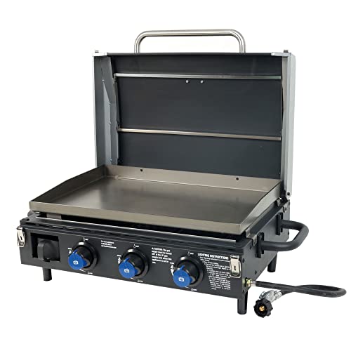 Razor Griddle Gas Grill & Griddle for Backyard Cooking and Camping, Portable Grill with Cart & Side Shelf