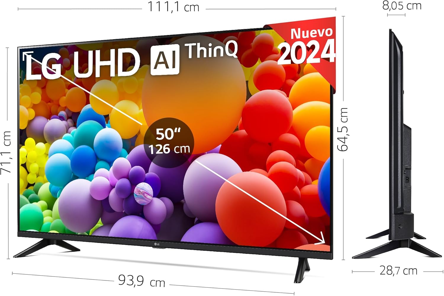 LG TV LED 2024 | 50UT73 | 50 Pouces | UHD | Processeur α5 gen 7 AI 4K, Noir