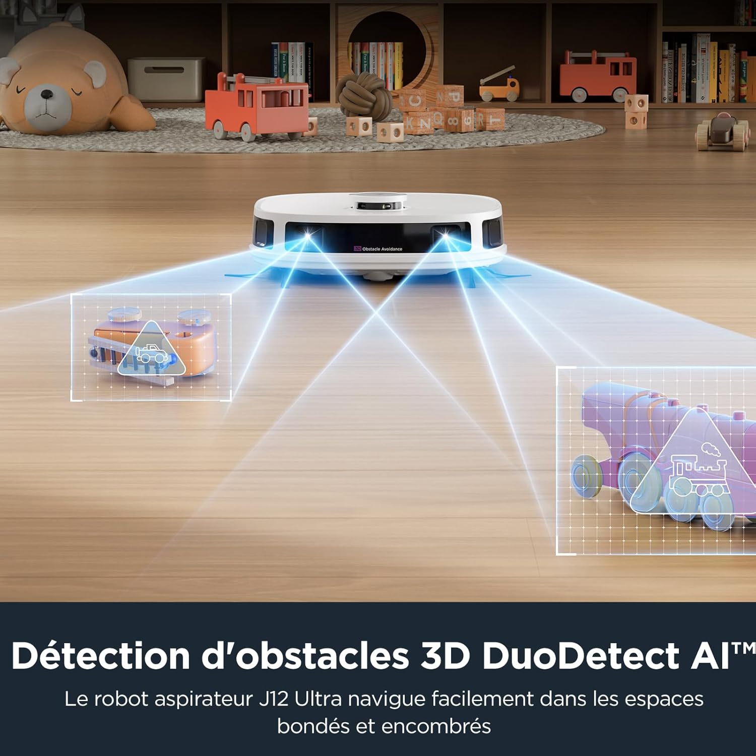 Eureka J12 Ultra Robot Aspirateur Laveur avec Station Automatique de Vidange Lavage Séchage, Aspirateur Robot de 5000Pa, Serpillière Rotative, Double LiDAR Navigation, Évitement d'Obstacle 3D IA