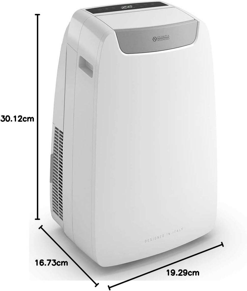 Olimpia Splendid-02265 Dolceclima Compact 8X- Climatiseur portable 3-en-1 : Refroidissement, ventilation, déshumidification, 8 000 Btu/H, 2.1 Kw, Gaz R290, blanc-pour les pièces jusqu'à 60m³