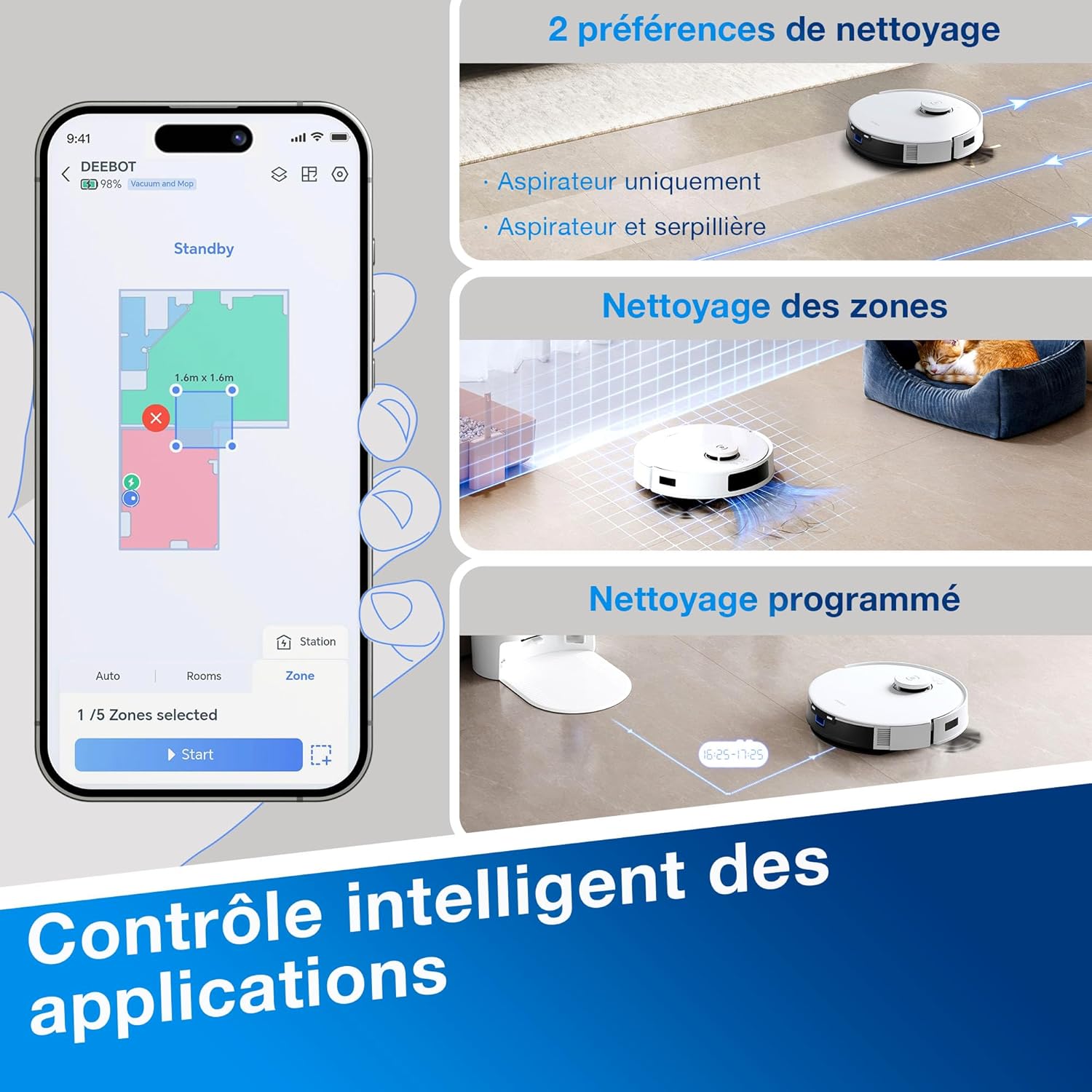 ECOVACS Aspirateur Robot DEEBOT N20 Plus, Robot Aspirateur Laveur 8000Pa avec vidange Automatique poussière, Nettoyage Autonome de 45 Jours, Batterie 300 Min, Anti-Tangle, Tapis et Poils d'animaux