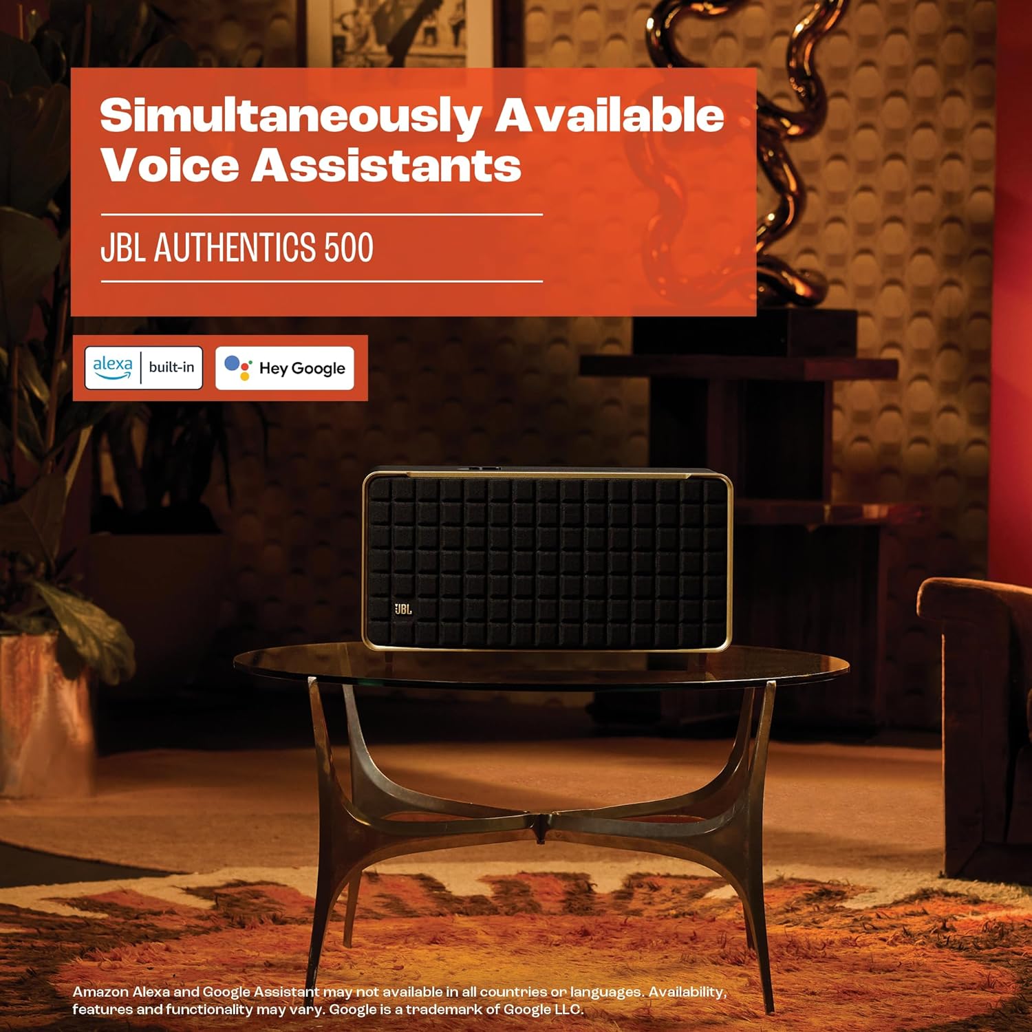JBL Authentics 200 Enceinte Smart Home avec Wi-Fi, Bluetooth et assistants vocaux, design rétro, noire, Prise européenne (Type C)