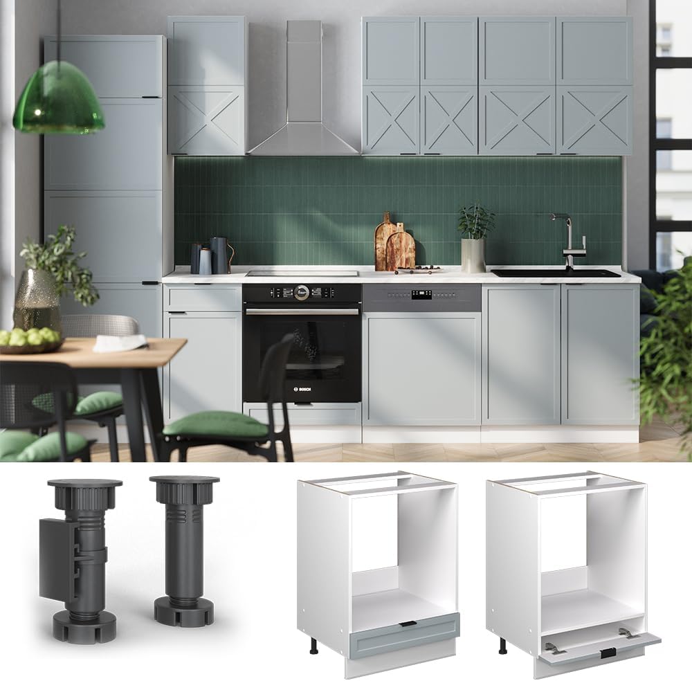 Vicco Meuble pour Four Fame-Line, Blanc Haute Brillance/Blanc, 60 cm avec étagères Ouvertes