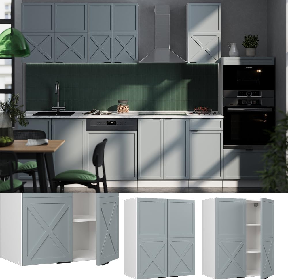 Vicco Meuble pour Four Fame-Line, Blanc Haute Brillance/Blanc, 60 cm avec étagères Ouvertes