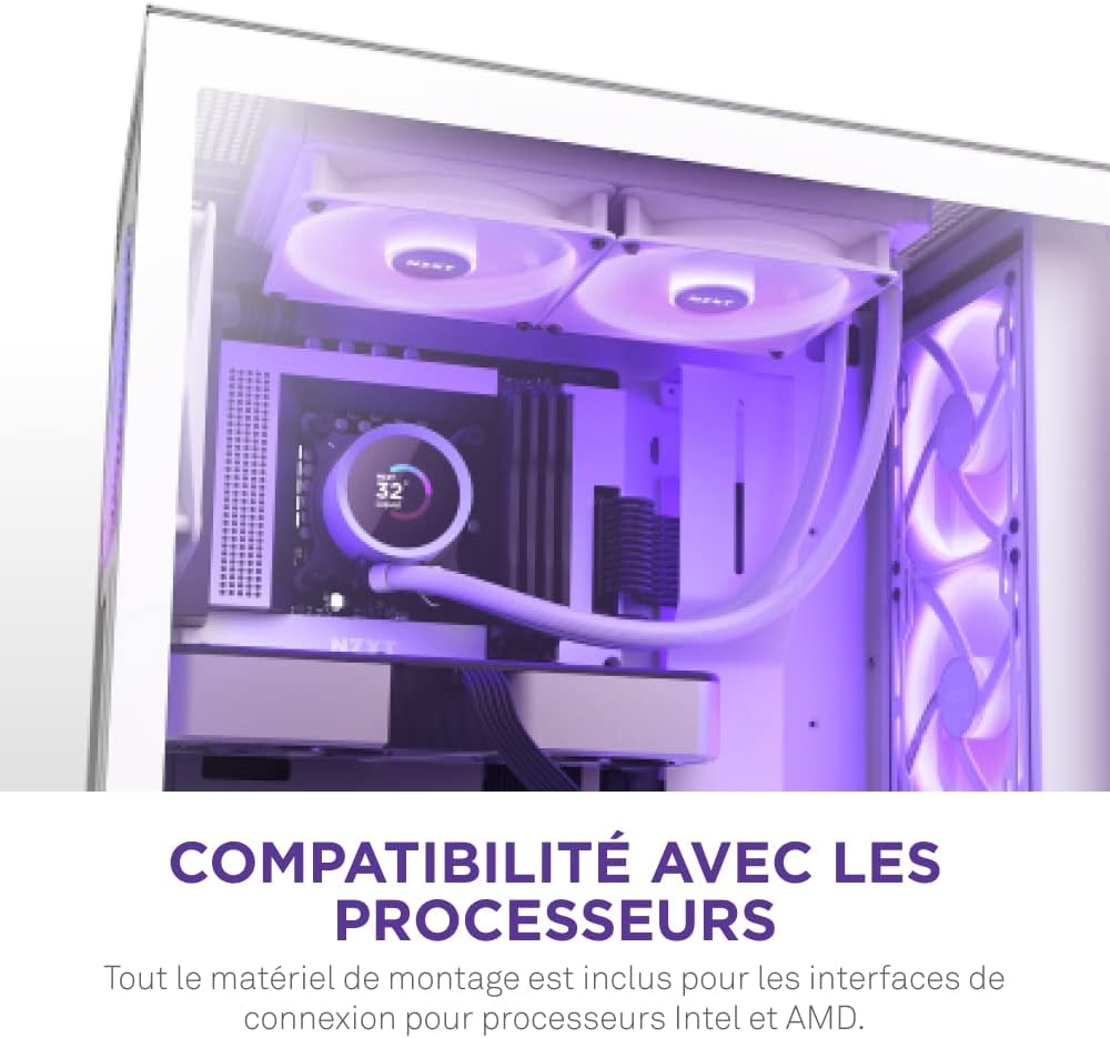 NZXT Kraken Elite 280 RGB - Refroidisseur de liquide CPU AIO - Radiateur 280mm - Ventilateur F280 RGB - IPS LCD 2,72 personnalisable - Turbine Pump - LGA 1700 1200 115X 1851 / AM5 AM4 - Noir