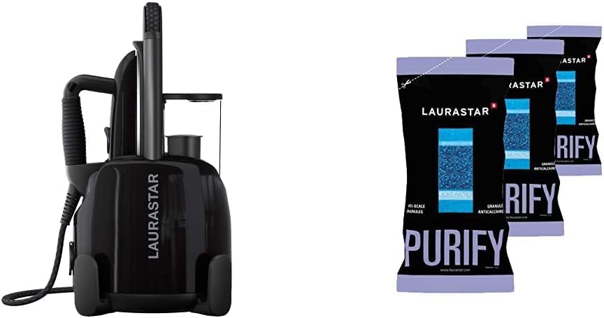 Laurastar Lift Plus Ultimate Black, Centrale Vapeur Nomade 3en1, Repasse, Défroisse et Purifie Vos Textiles, Vapeur Hygiénique, Design, Réservoir Amovible, Repassage Vertical, Enrouleur Automatique,