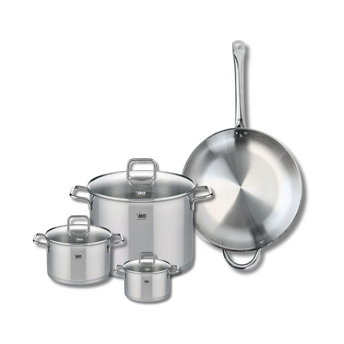 Set de 1 Poêle de cuisson 32 cm et 3 faitouts 12, 16 et 26 cm Elo Profi Citrin Elo