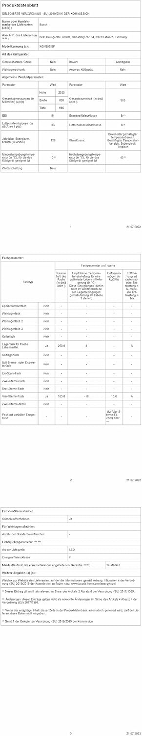 Bosch KGE39ALCA- Série 6, Réfrigérateur combiné pose-libre, 201 x 60 cm, Inox