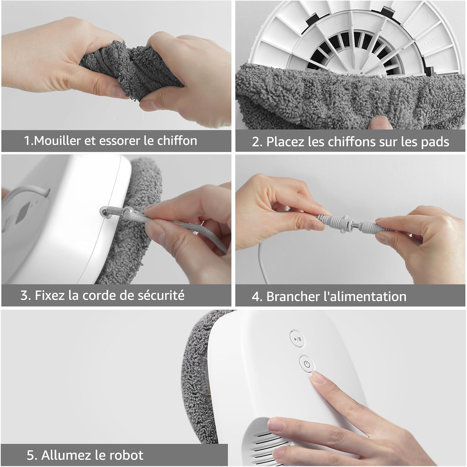 HUTT DDC55 Robot Nettoyeur Vitre, Robot Laveur de Vitre Automatique, Système de Sécurité, Navigation Intelligente, Télécommandé, pour Toutes Les Surfaces Lisses, avec 12 Chiffons