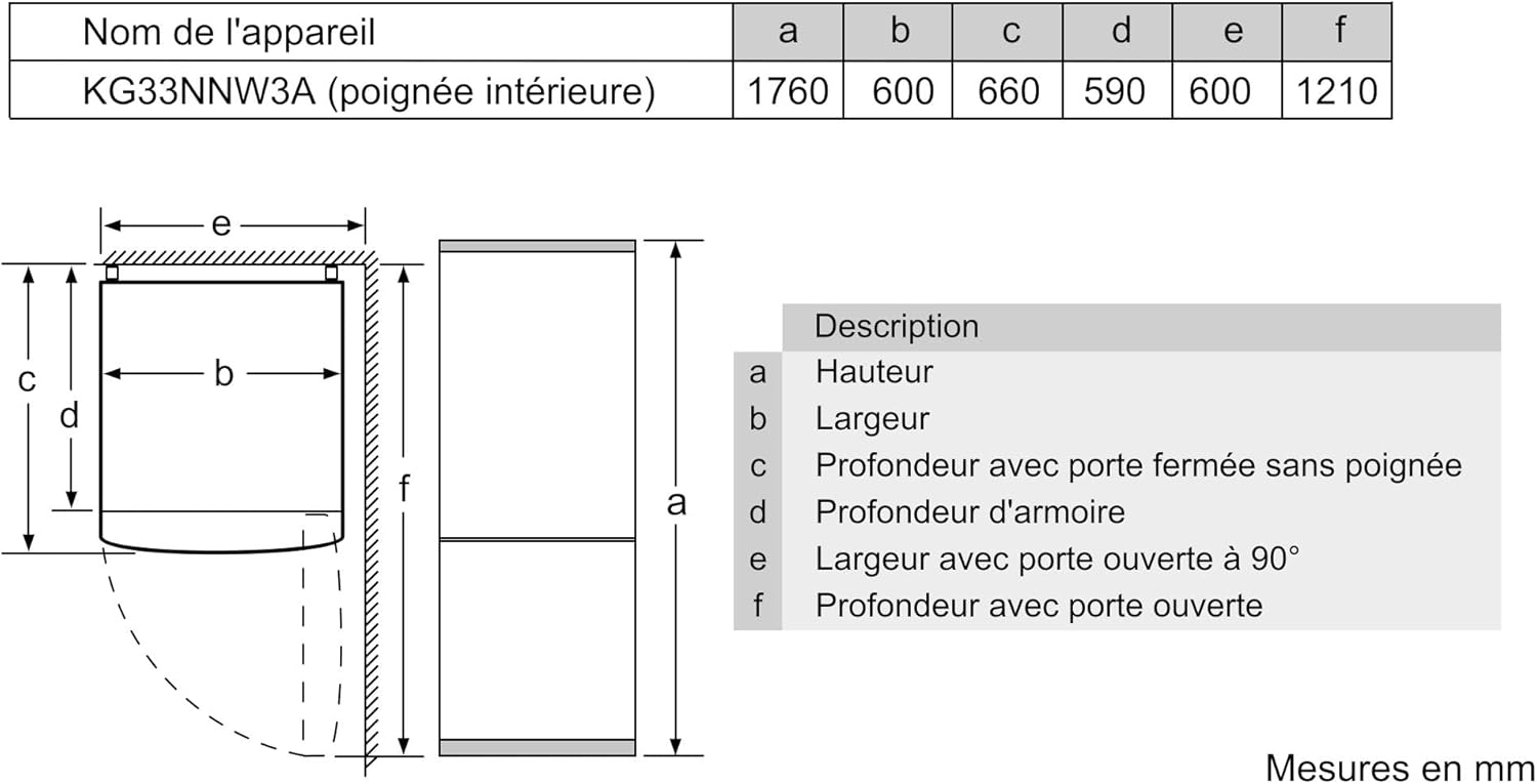 Bosch KGV33VWEAS, Série 4, Réfrigérateur congélateur, Pose libre, 176 x 60 cm, 195 L / 94 L, Blanc