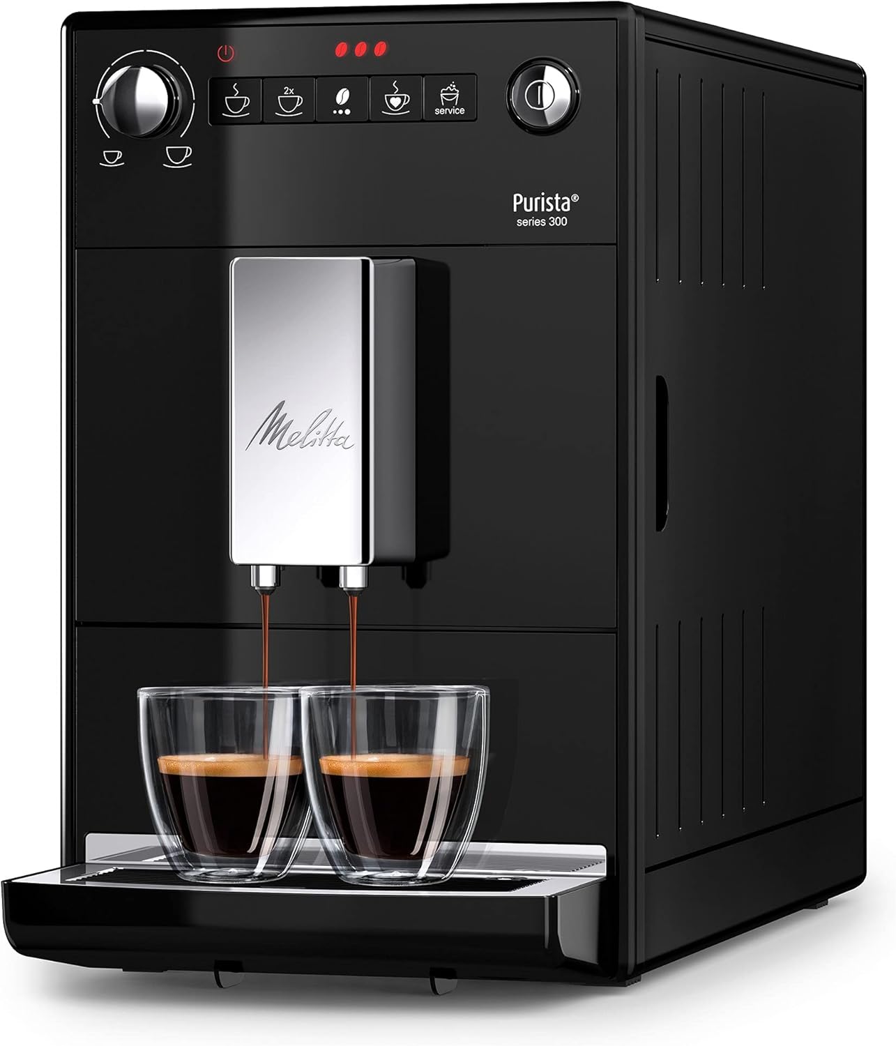 Melitta Purista Argent, Machine à Café à Grains avec Broyeur et Système d'Extraction des Arômes, Silencieuse, Mode 1 à 2 Tasses, Cafetière Expresso 1L, Automatique, F230-101