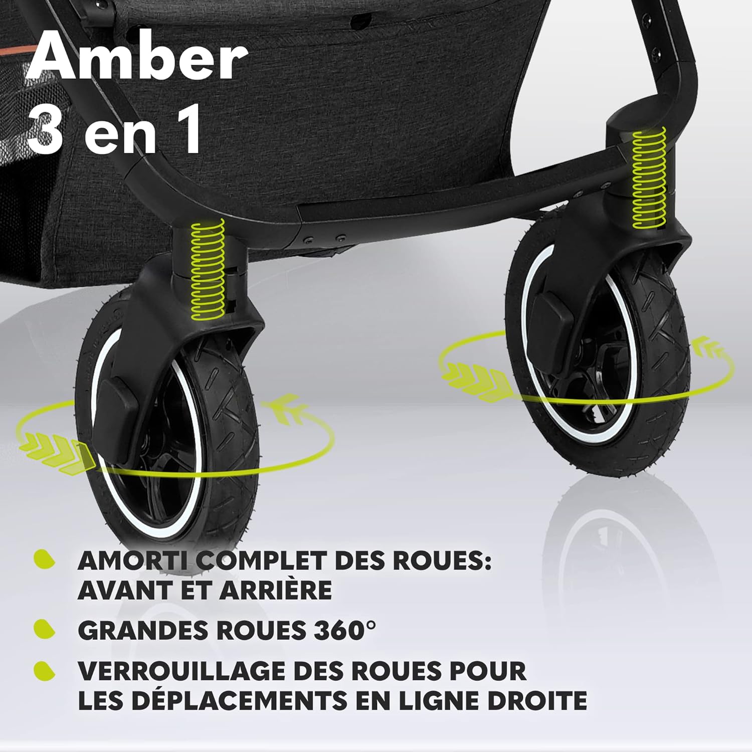 LIONELO Amber 3 in 1 poussette multifonctionnellle, landau, ensemble poussette avec siège sport et nacelle fixe, sac, moustiquaire, couvrir, feuille de pluie mit siege auto