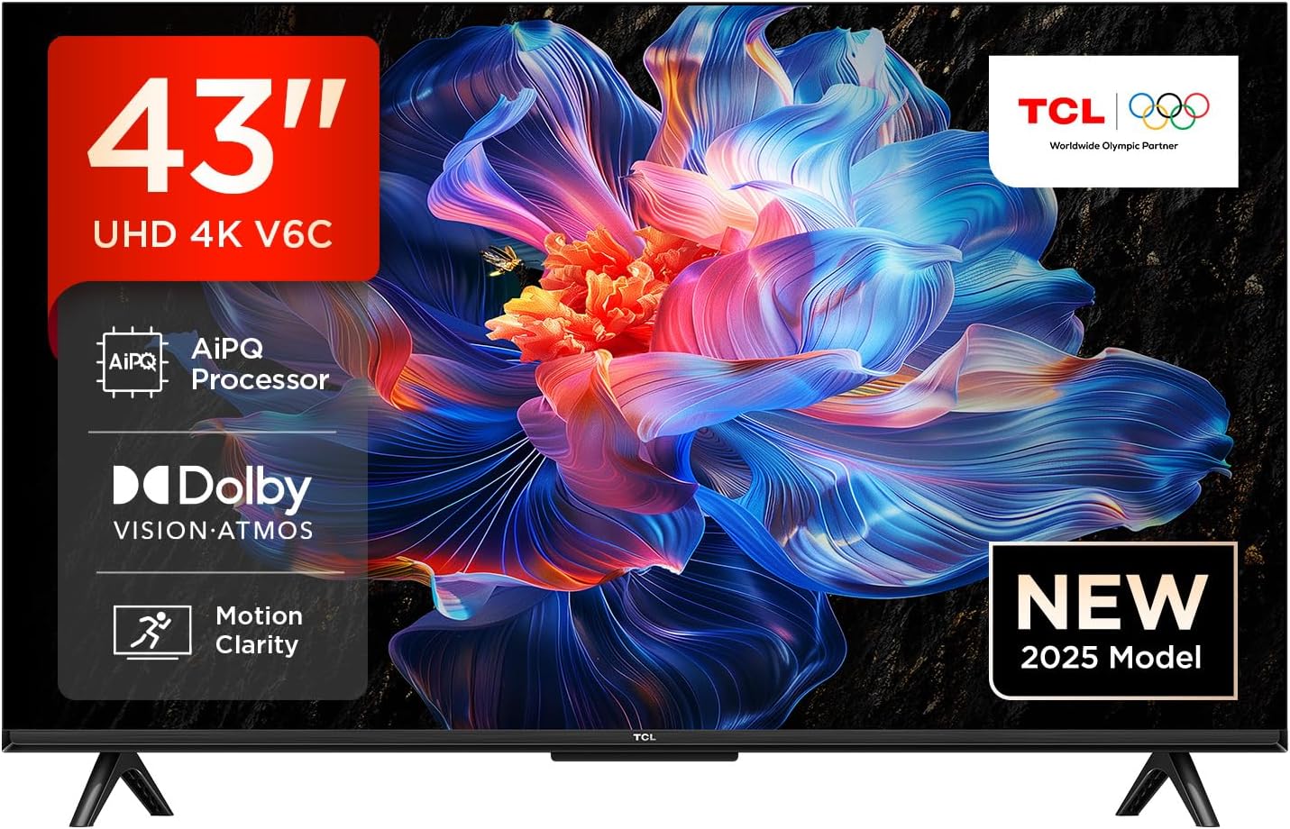 TCL 55V6B 55 Pouces 4K Ultra HD, HDR TV, Smart TV Powered by Google TV (Dolby Audio, Motion Clarity, Voice Control, Compatible avec Google Assistant, Chromecast intégré)