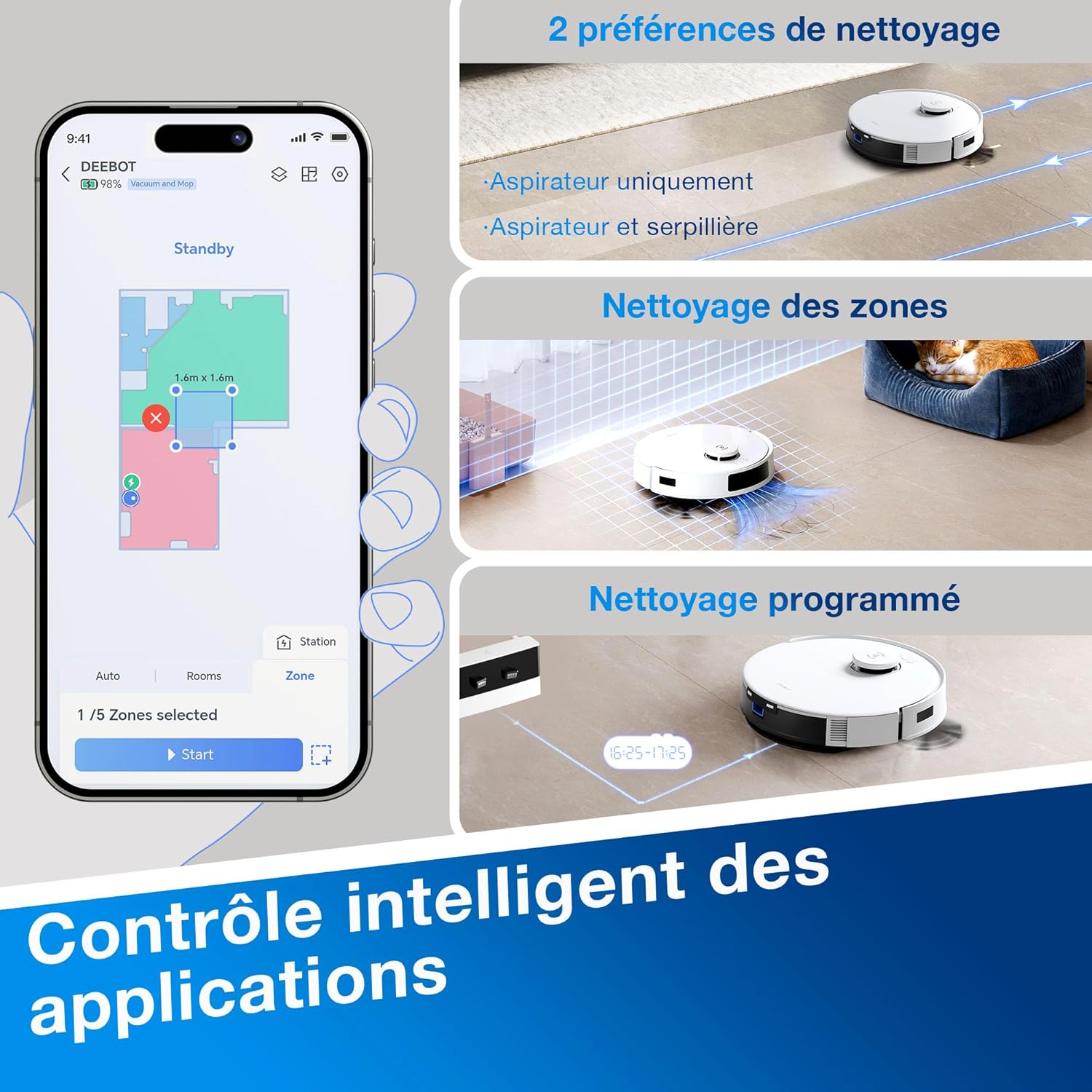 ECOVACS Aspirateur Robot DEEBOT N20 Plus, Robot Aspirateur Laveur 8000Pa avec vidange Automatique poussière, Nettoyage Autonome de 45 Jours, Batterie 300 Min, Anti-Tangle, Tapis et Poils d'animaux