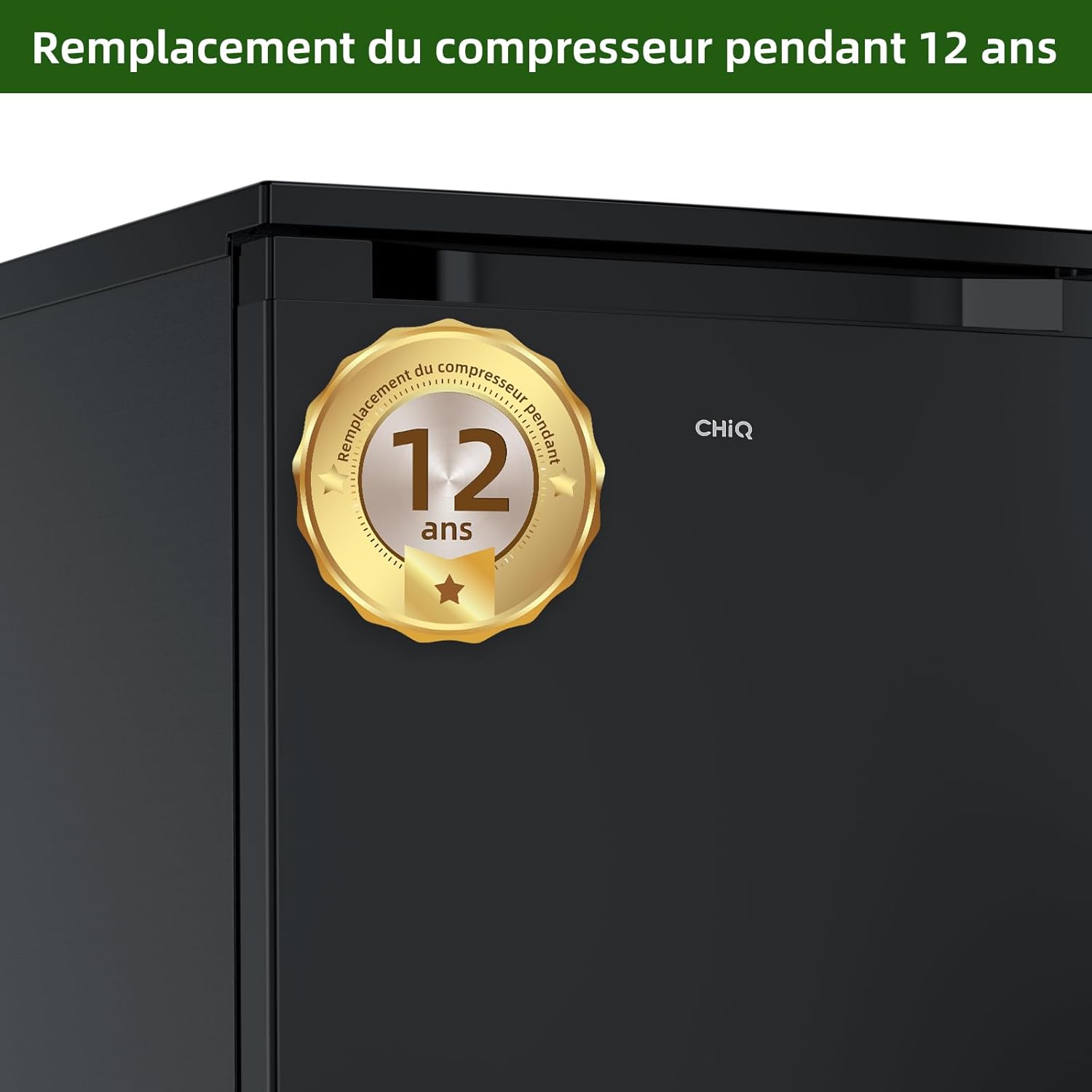 CHIQ Réfrigérateur vertical à une porte,126 L, encombremen 0,31 ㎡, Porte réversible, Tiroir à légumes, Étagères coulissantes, Faible niveau sonore 39 dB, Éclairage à DEL, Noir CSF120BE