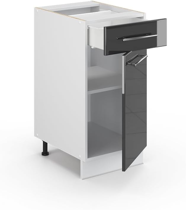 Vicco Meuble pour Four Fame-Line, Blanc Haute Brillance/Blanc, 60 cm avec étagères Ouvertes