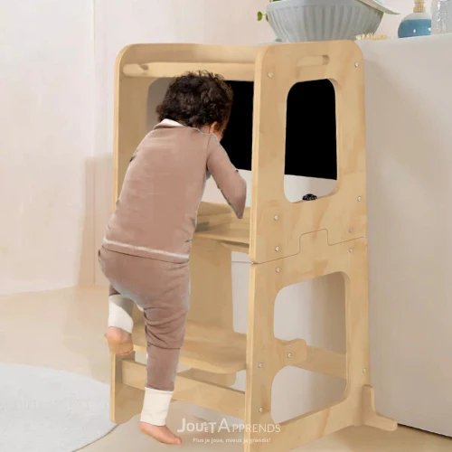 Tour d'observation Montessori - 3 en 1 Ajustable en Hauteur - Tableau dessin - Table d'activités