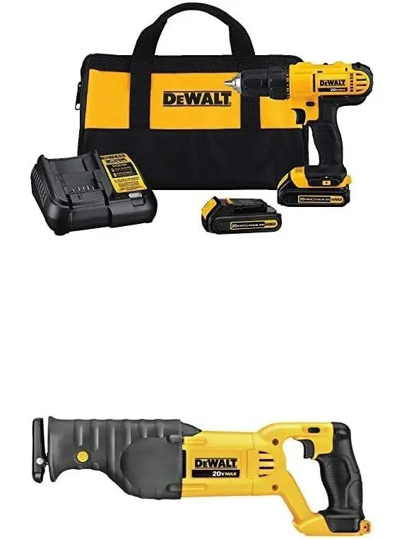 DEWALT 20V Max Cordless Drill/Driver Kit, Compact, 1/2-Inch (DCD771C2), Yellow