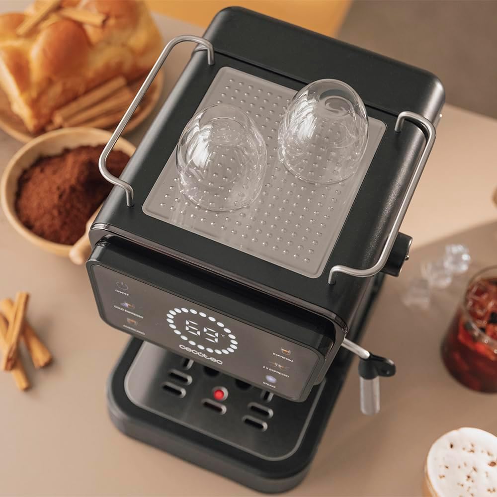 Cecotec Machine à café Express Power Espresso 20 Barista Cream. 2 Thermoblocks, 20Bars, Manomètre, Mode Auto pour 1 et 2 Café(s), Buse vapeur Orientable, Conduit pour Infusions, 2900W.