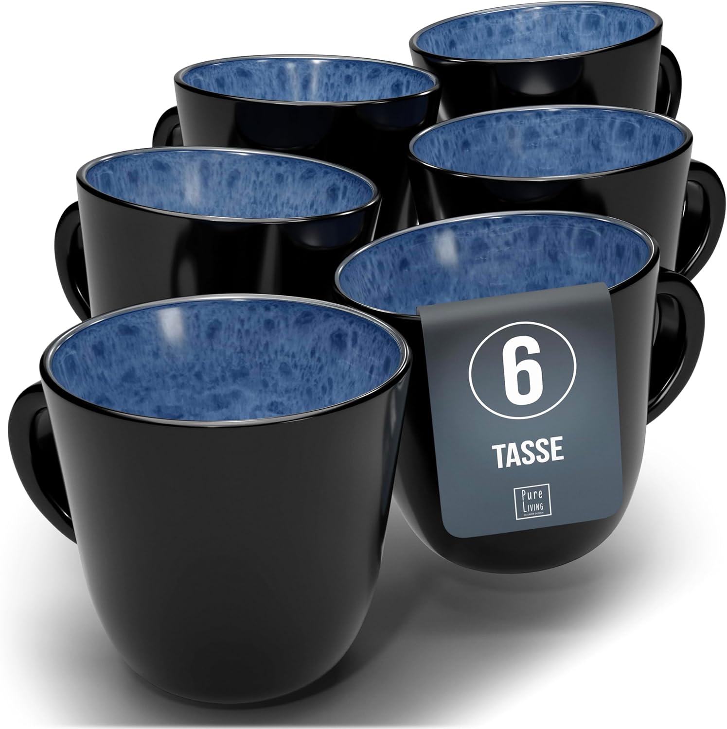 Service de Vaisselle en Grès Ibiza 36 pièces –Ensemble de Vaisselle pour 12 Personnes, Adapté au Lave-Vaisselle et au Micro-Ondes, Pure Living bleu fumé, Assiettes Service de Table