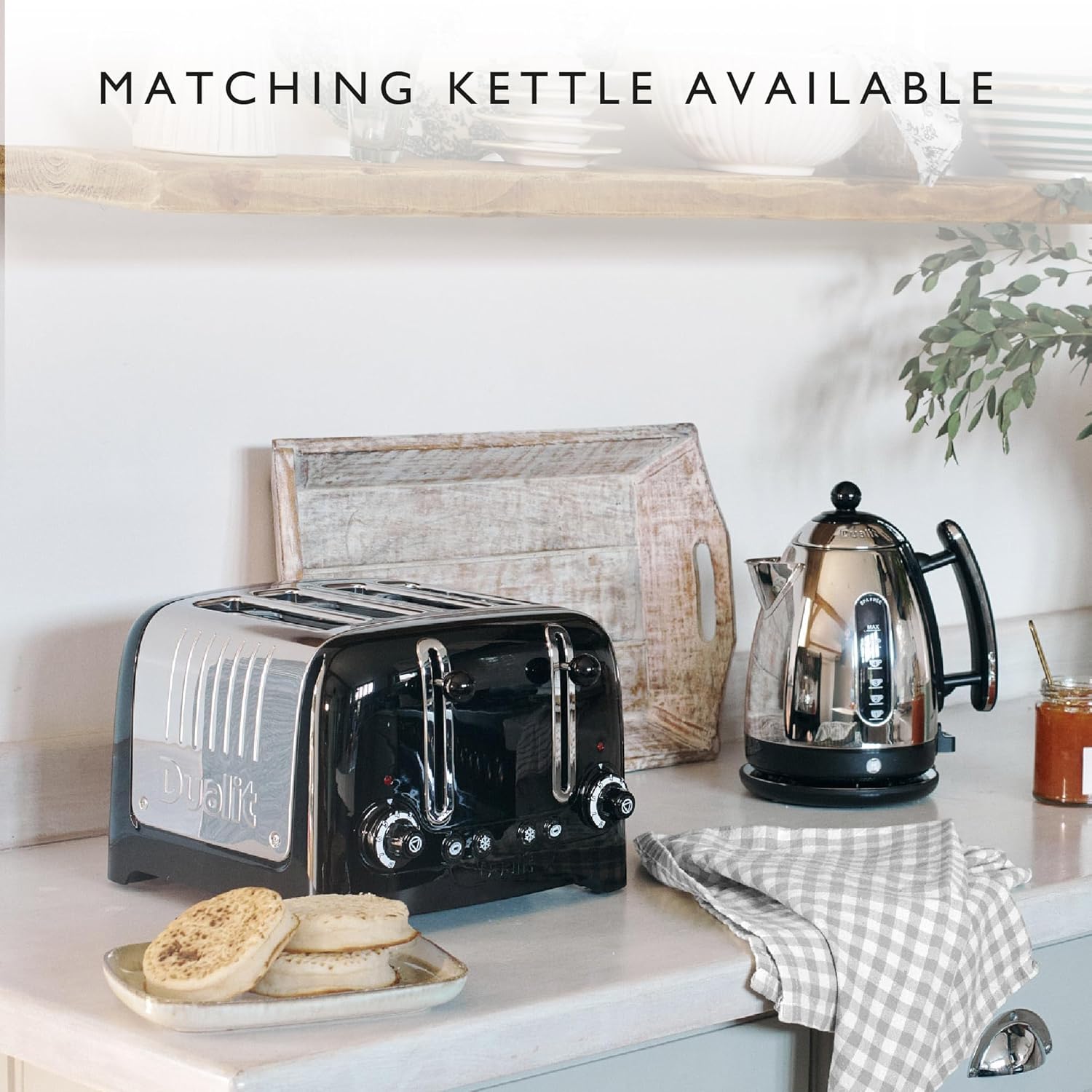 Dualit Grille-pain 4 tranches Slot Lite VARIO dans Un coup d'œil à haute finition Black Gloss et la fonction pop 46205 - * ** IMPORTATION BRITANNIQUE ***