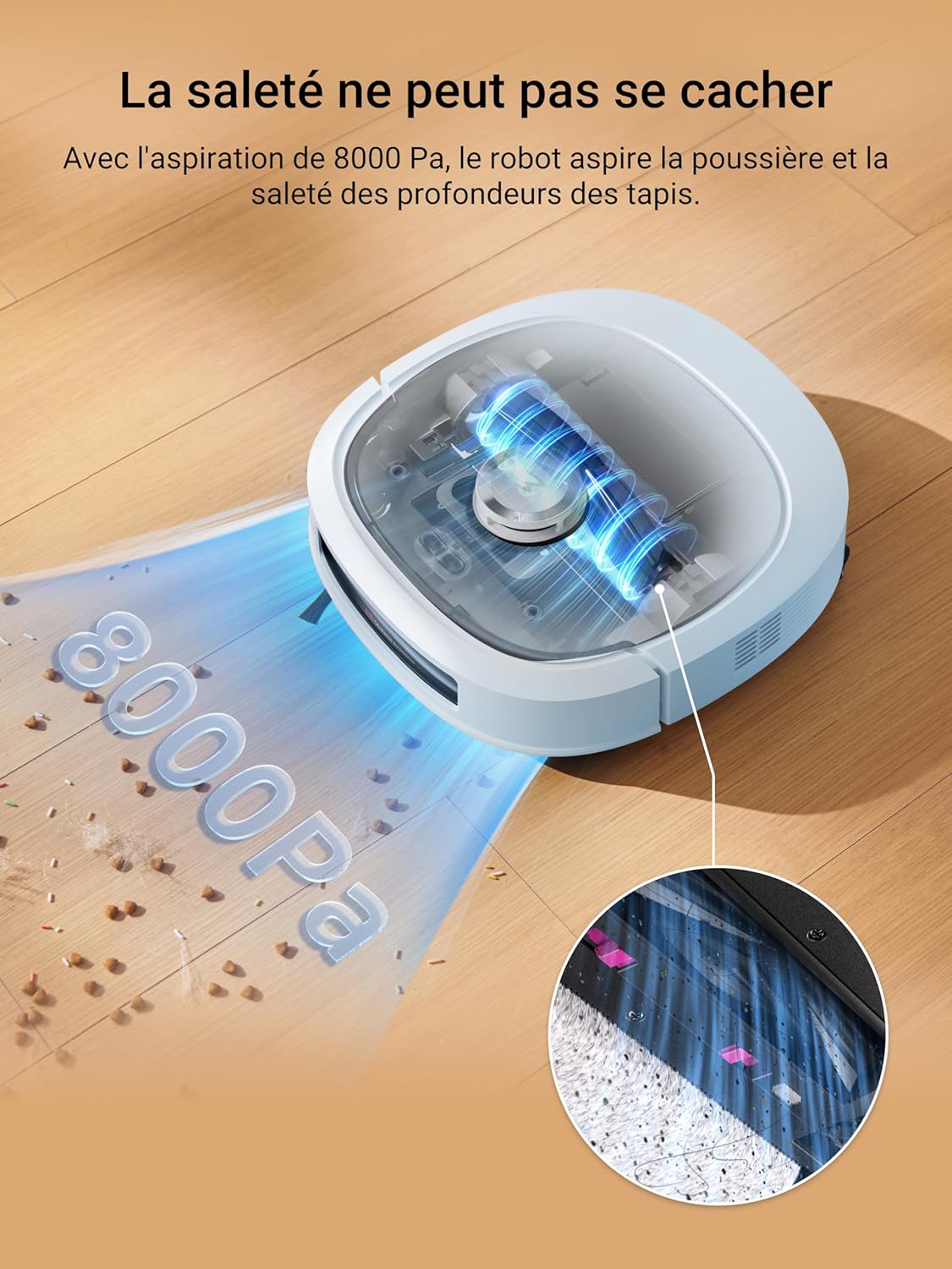EUREKA J15 Pro Ultra Aspirateur Robot,Robot Aspirateur Laveur 16200 Pa,Nettoyage des Bords,Brosse Anti Enchevêtrement,Lavage de Serpillière à l'eau Chaude 75℃,Base autonettoyante