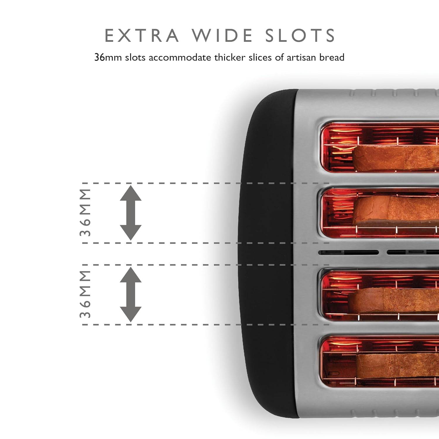 Dualit Grille-pain 4 tranches Slot Lite VARIO dans Un coup d'œil à haute finition Black Gloss et la fonction pop 46205 - * ** IMPORTATION BRITANNIQUE ***