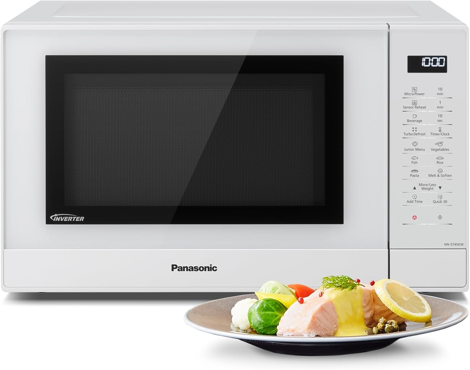 Panasonic NN-GT46KBSUG Four à Micro-ondes et Gril avec Plateau Tournant, 31 litres, Aacier Inoxydable, 1000 W, GrilL 1100 W, 24 Programmes Auto, Écran LCD, Capteur Genius, Menu Junior, Noir