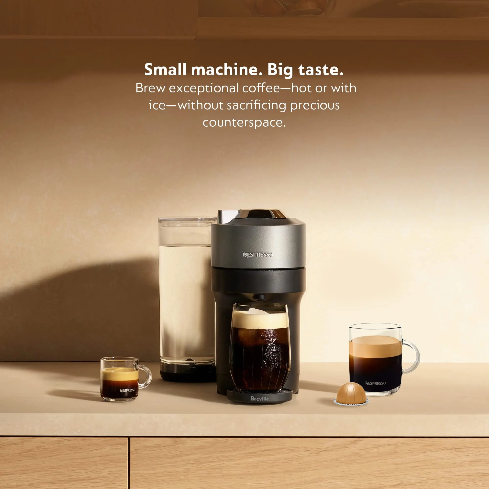 Nespresso Vertuo POP+ Deluxe Coffee and Espresso Machine by Breville, Titan