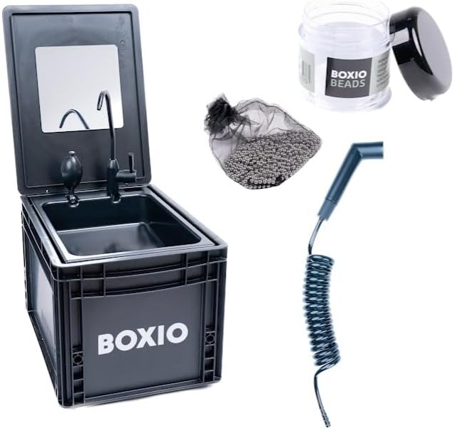 BOXIO - Wash: Lavabo Mobile avec Pompe à Main - vier Camping Car, Van, Camping, Jardin | vier avec Bac, Robinet en Plastique, Noir