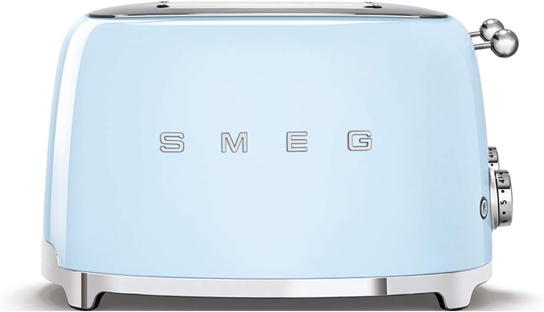 Smeg, Grille-pain 4 Tranches TSF03BLEU, 4 Fentes 36 mm, 6 Niveaux de Brunissage, Fonction Chauffage, Décongélation et Bagel, Éjection Automatique du Pain, 2 Ramasse Miettes, 2000 W, Noir