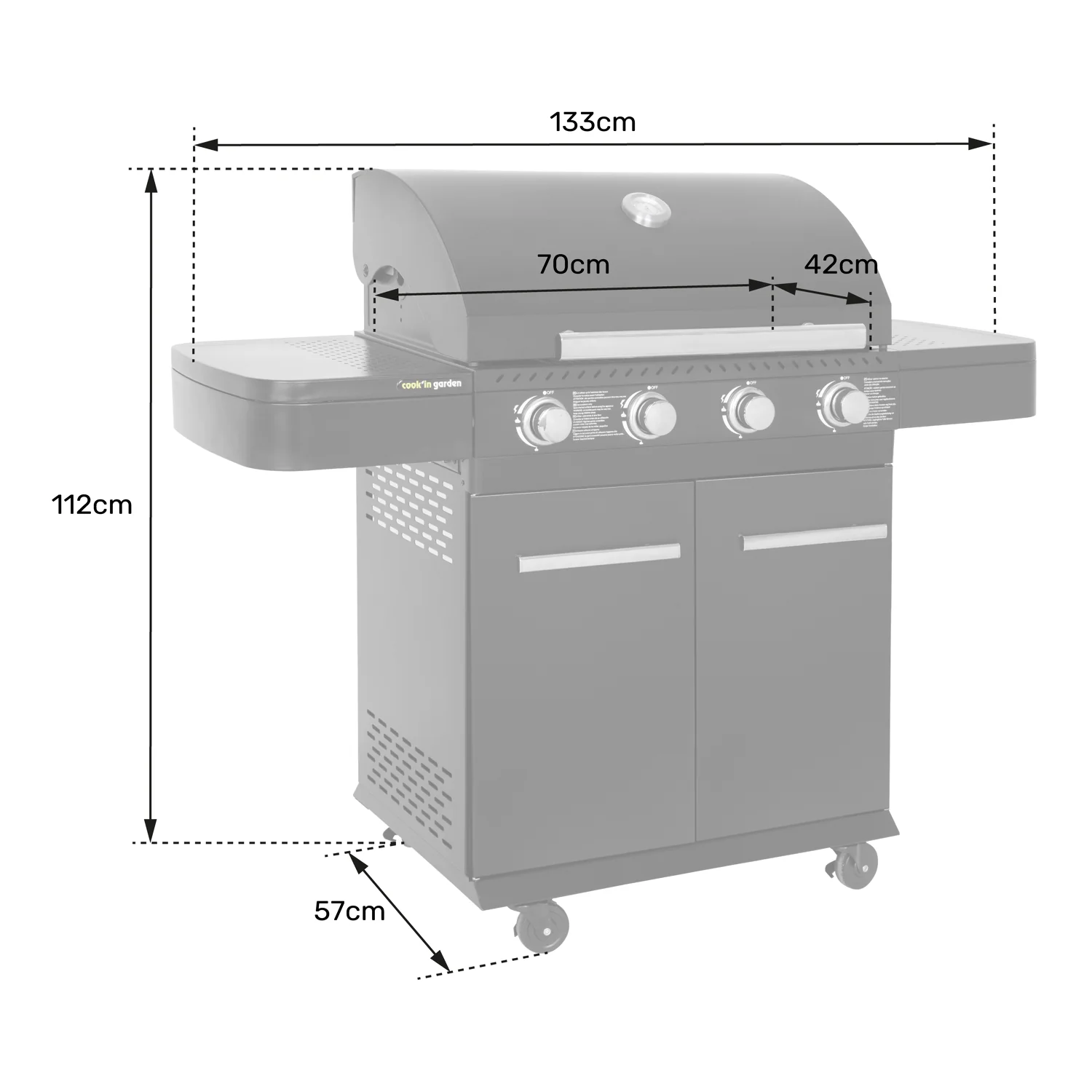 Barbecue au gaz FYRA avec thermomètre - 4 brûleurs Cook'in Garden