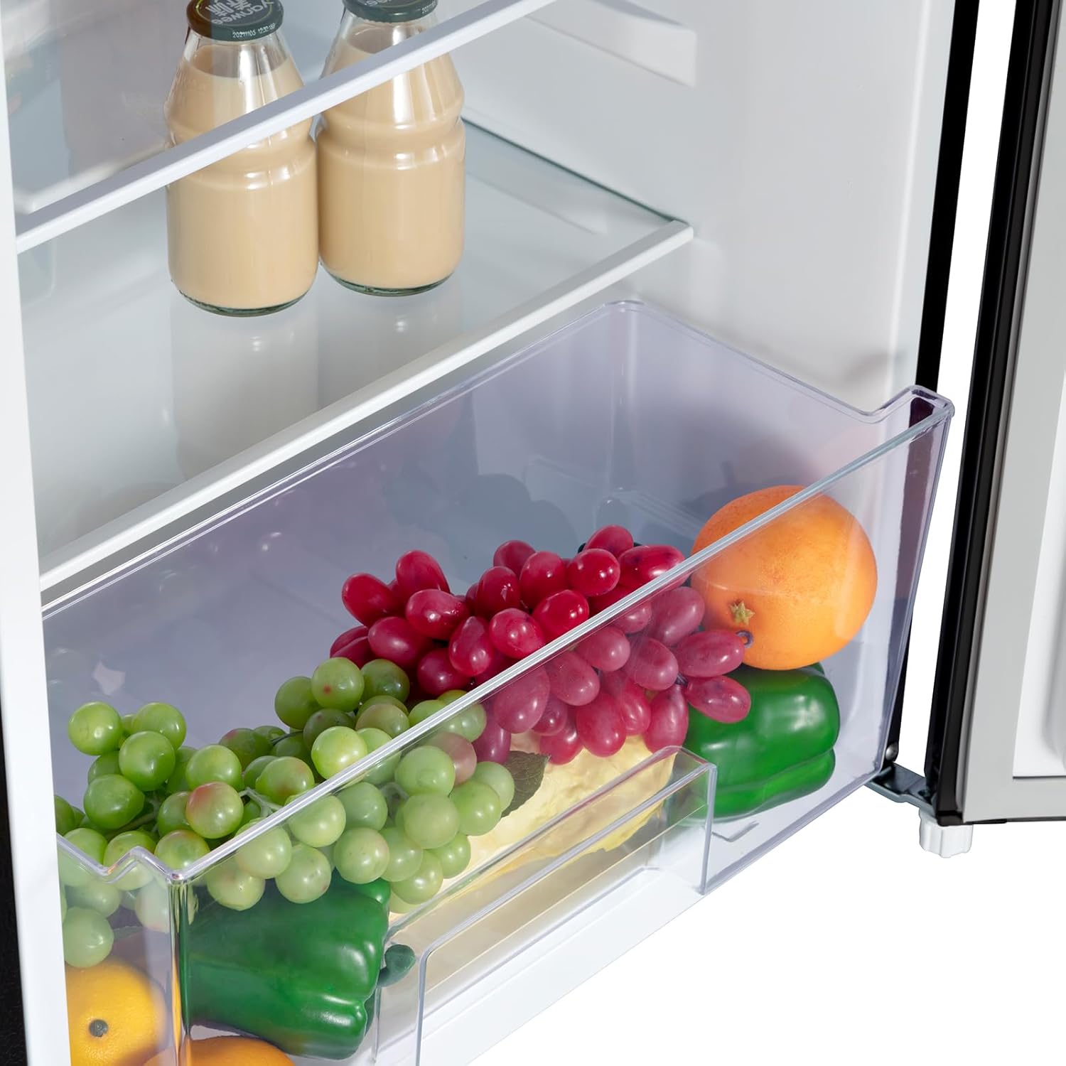 CHIQ Réfrigérateur vertical à une porte,126 L, encombremen 0,31 ㎡, Porte réversible, Tiroir à légumes, Étagères coulissantes, Faible niveau sonore 39 dB, Éclairage à DEL, Noir CSF120BE