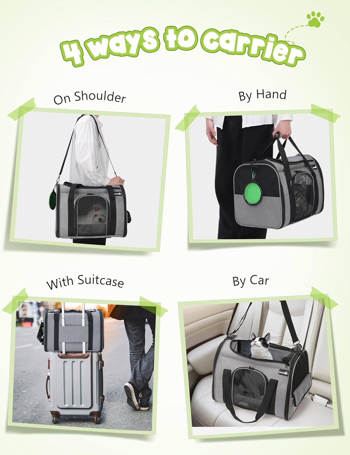 Pecute Sac de Transport pour Animal Domestique, Tissu en Maille Respirant, Convient pour Les Voyages, utilisé pour Chien, Les Chats et Les Chiots de Moins de 6 kg