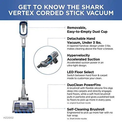 Shark HZ702 Ultralight PetPro Corded Stick Vacuum with PowerFins HairPro Odor Neutralizer Technology, Wine Purple, 0.37 L Capacity