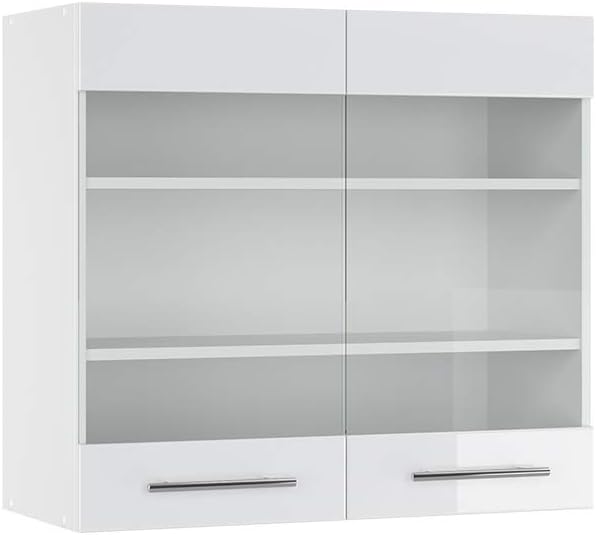 Vicco Meuble pour Four Fame-Line, Blanc Haute Brillance/Blanc, 60 cm avec étagères Ouvertes