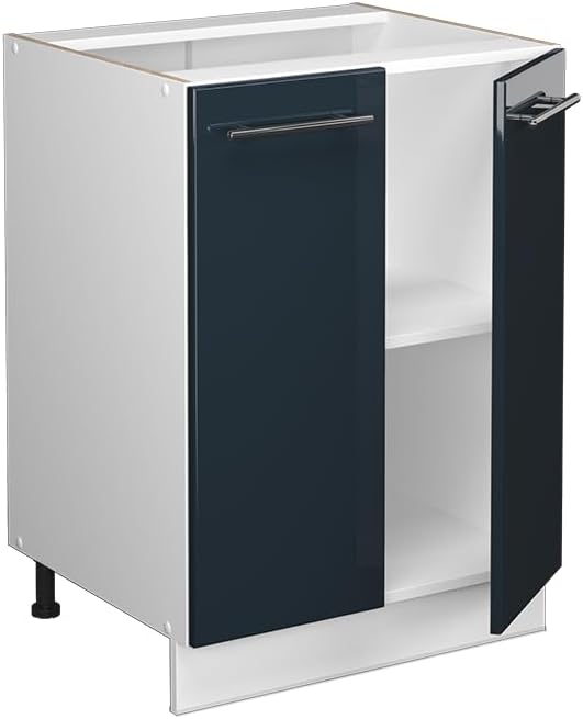 Vicco Meuble pour Four Fame-Line, Blanc Haute Brillance/Blanc, 60 cm avec étagères Ouvertes