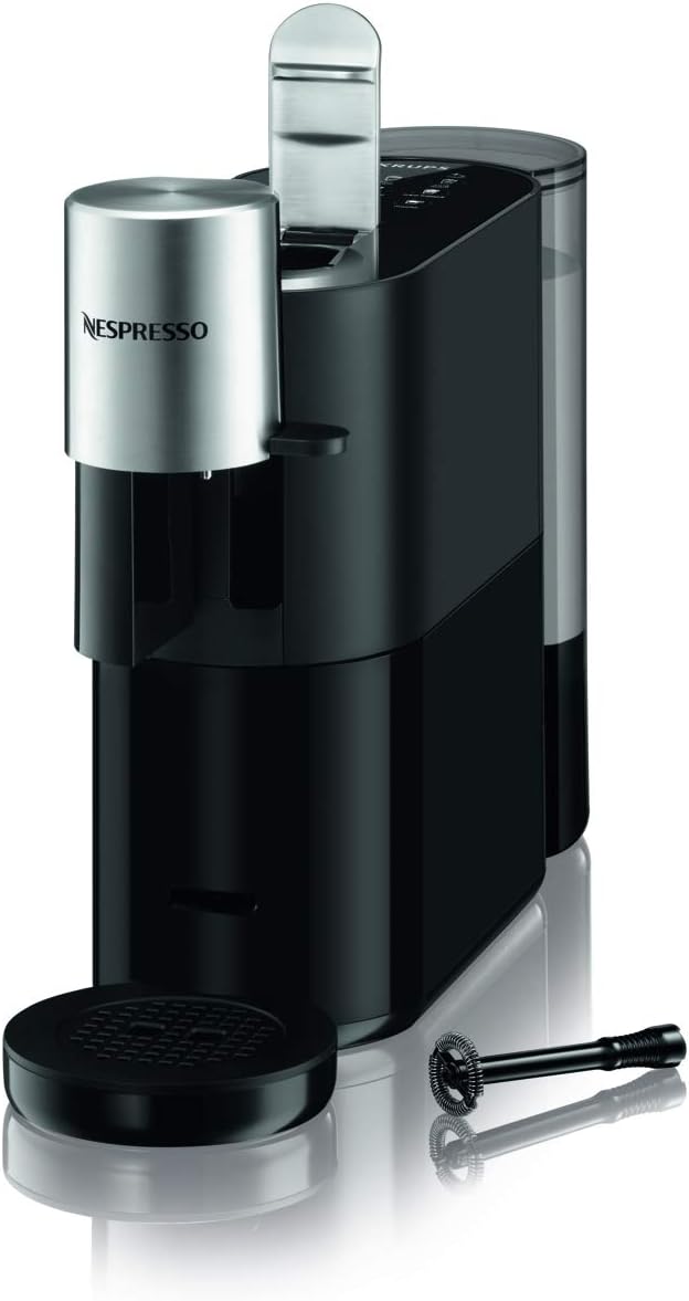 Krups Machine à Café Nespresso Atelier XN8908 - Système de Mousse de Lait - Réservoir d'eau de 1 l - Avec Tasses en Verre Nespresso + Capsules - Pression 19 Bar - Noir/Argenté