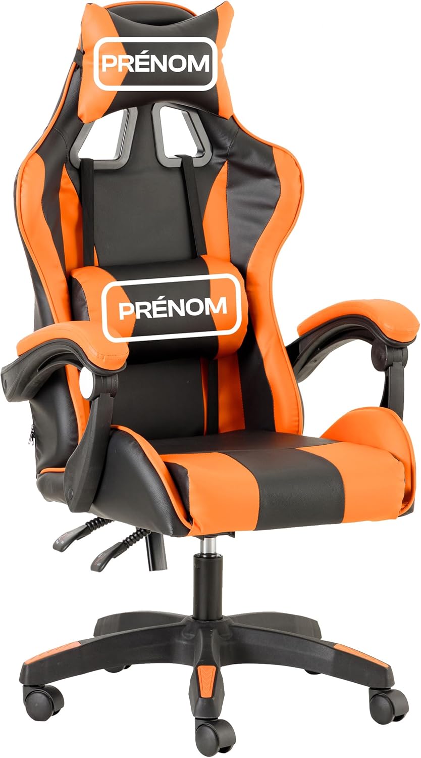 Baroni Home Chaise de Gaming, Chase de Jeux Ergonomique Chaise de Bureau avec Confortable Dossier réglable, Appui-tête et Soutien Lombaire, Blanc