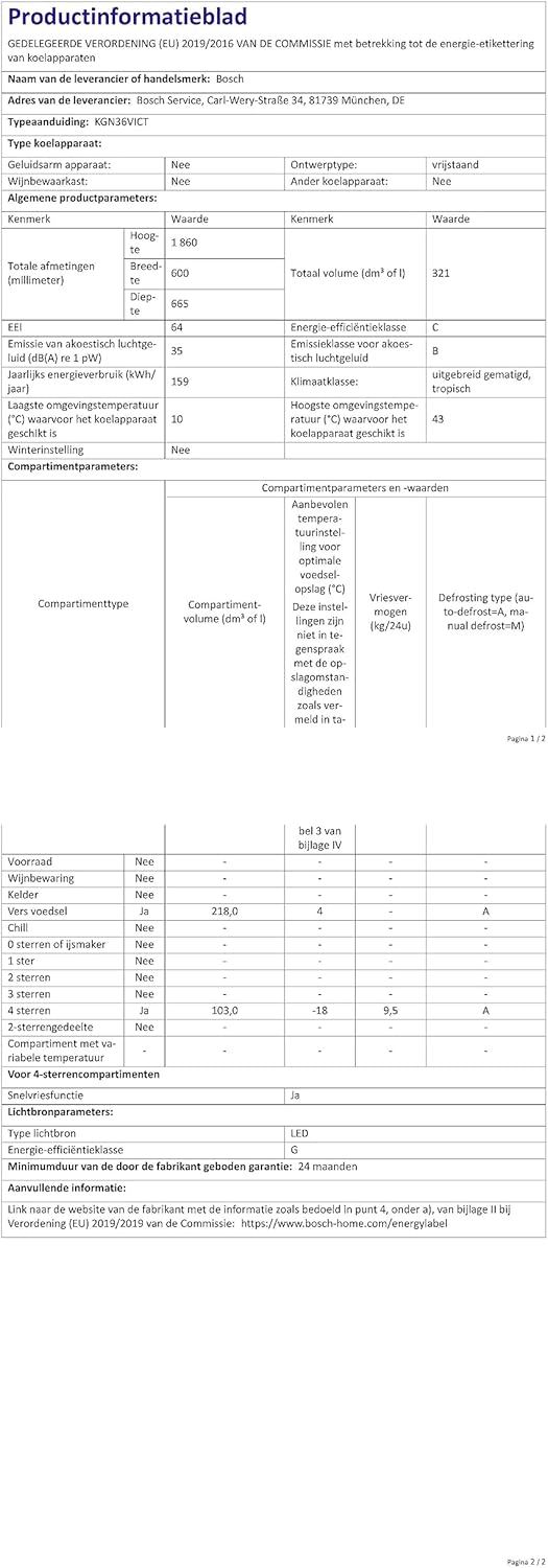 Bosch KGE39ALCA- Série 6, Réfrigérateur combiné pose-libre, 201 x 60 cm, Inox