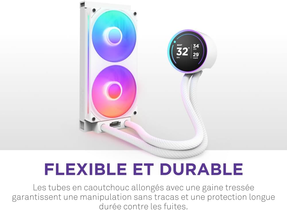 NZXT Kraken Elite 280 RGB - Refroidisseur de liquide CPU AIO - Radiateur 280mm - Ventilateur F280 RGB - IPS LCD 2,72 personnalisable - Turbine Pump - LGA 1700 1200 115X 1851 / AM5 AM4 - Noir