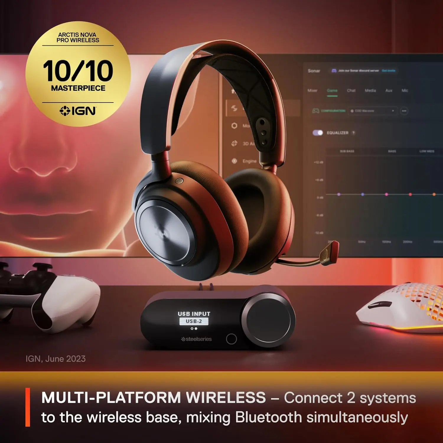 SteelSeries Arctis Nova Pro Wireless Xbox Multi-System Gaming Headset - Premium Hi-Fi Drivers - Active Noise Cancellation Infinity Power System - Stealth Mic - Xbox, PC, PS5, PS4, Switch, Mobile