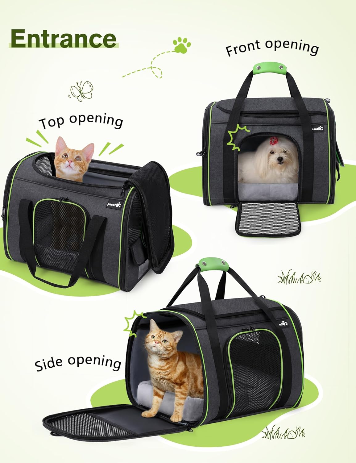 Pecute Sac de Transport pour Animal Domestique, Tissu en Maille Respirant, Convient pour Les Voyages, utilisé pour Chien, Les Chats et Les Chiots de Moins de 6 kg