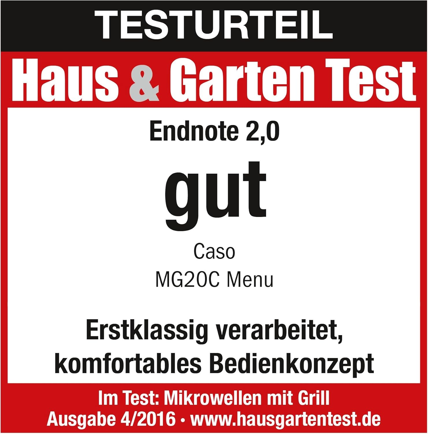 Caso Micro-ondes MG Ceramic Menu 2 in 1 20 l Edelstaahl