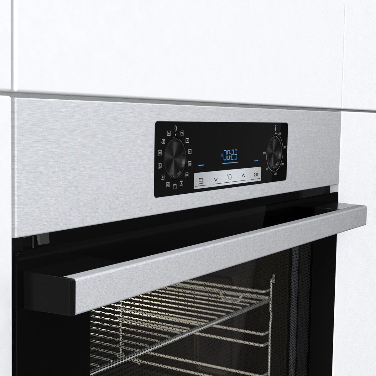 Hisense BSA65226PX Four multifonction SteamAdd - Cavité XXL de 77L, Pyrolyse, 13 Fonctions, 3 Programmes avec Vapeur, Fonction Pizza 300°C, AirFry, Inox, Classe A+