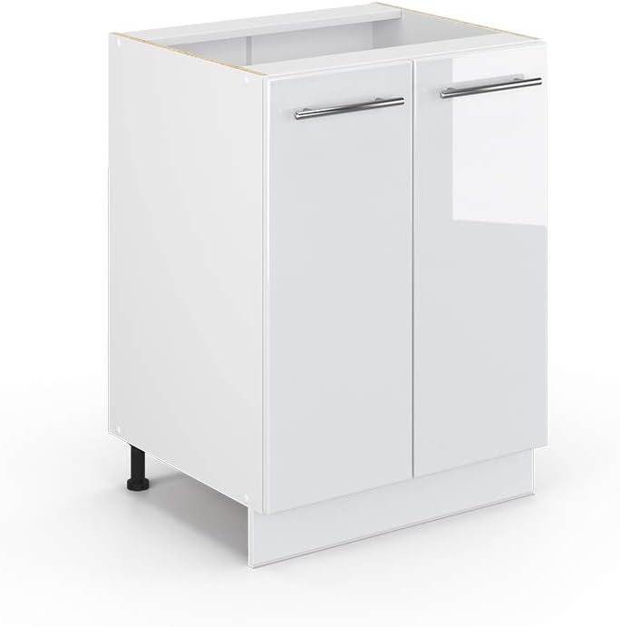 Vicco Meuble pour Four Fame-Line, Blanc Haute Brillance/Blanc, 60 cm avec étagères Ouvertes