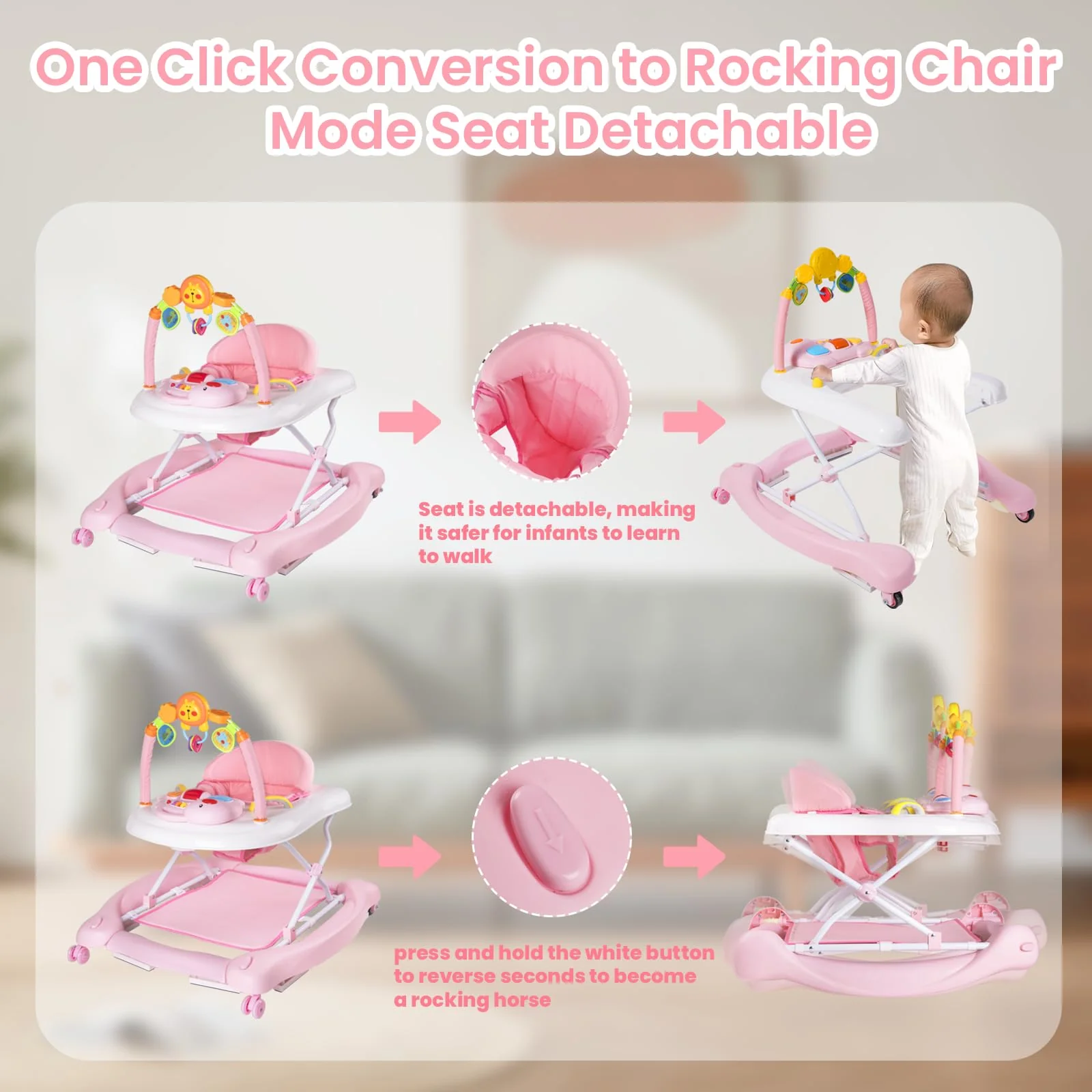 Boyro Baby 5-in-1 Baby Walkers for Boys Girls 6-12 Months