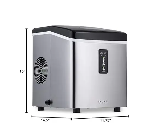 NewAir Counter Top Ice Maker Machine (Black), Compact Automatic Ice Maker, Cubes Ready in 6 Minutes, 28 Pounds in 24 Hours - Perfect for Home/Kitchen/Office/Bar